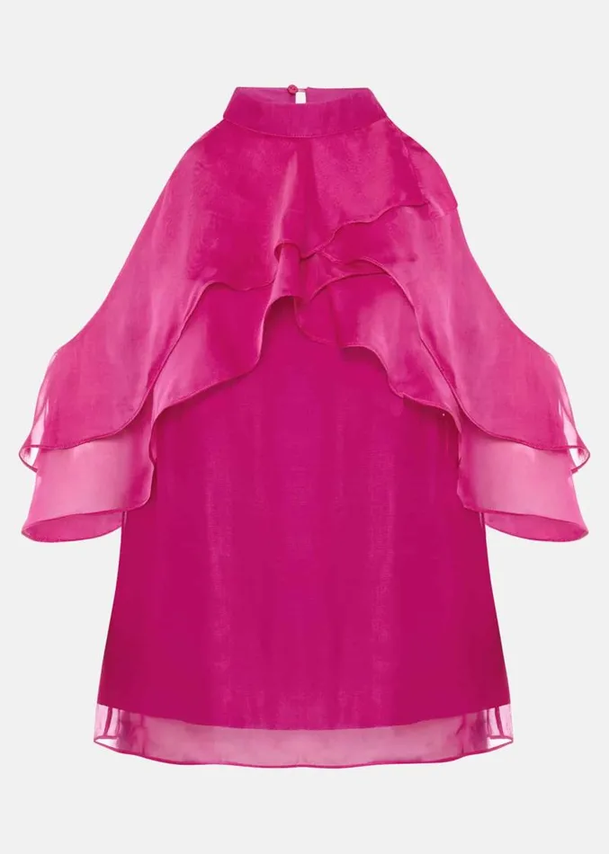 Heather Ruffle Top Fuschia Women Phase Eight Shirts and Blouses