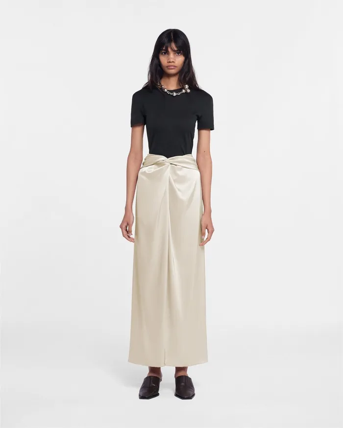 Heida Sale Slip Satin Wrap Skirt Porcelain Women Nanushka Skirts