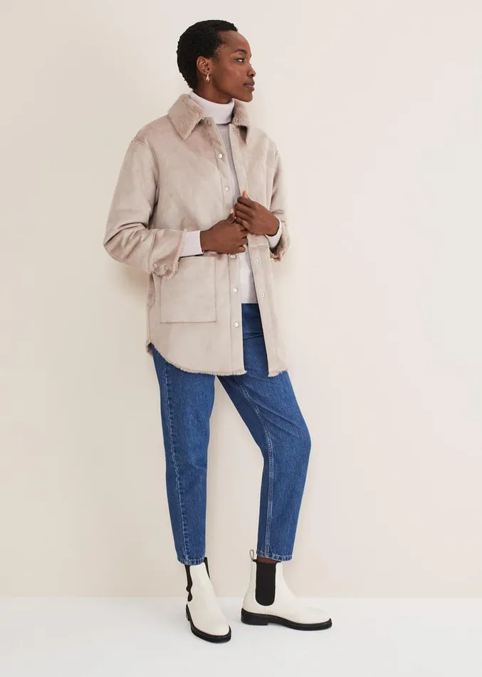 Heidi Reversible Shacket Mink Women Phase Eight Coats