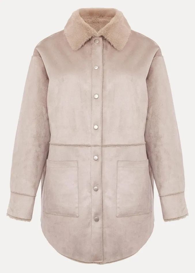 Heidi Reversible Shacket Mink Women Phase Eight Coats