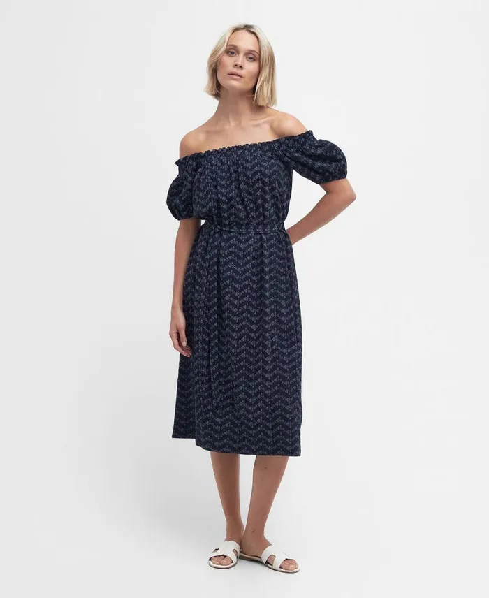 Hollowtree Midi Dress Classic Navy Women Barbour Dresses and Skirts