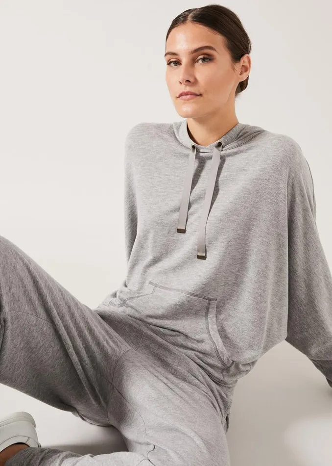 Hooded Sweat Top Grey Marl Women Phase Eight Knitwear
