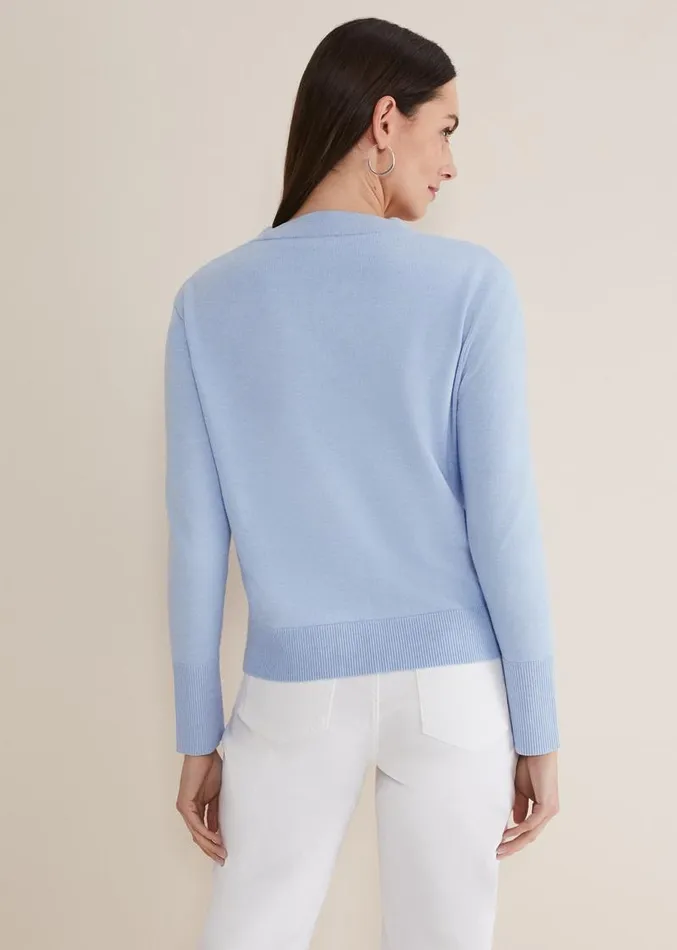Ima Fine Knit V Neck Cardigan Pale Blue Women Phase Eight Knitwear