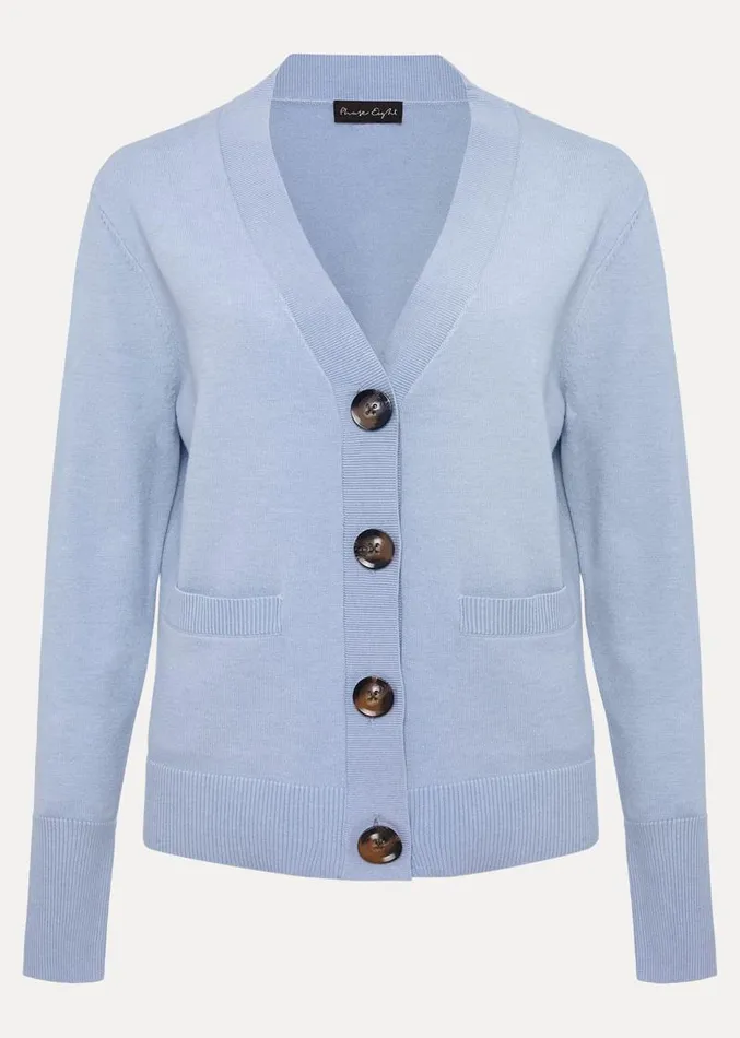 Ima Fine Knit V Neck Cardigan Pale Blue Women Phase Eight Knitwear