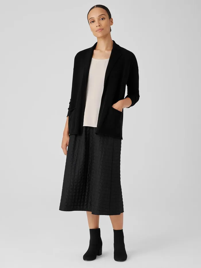 Italian Cashmere Notch Collar Cardigan Black Women Eileen Fisher Sweaters and Cardigans