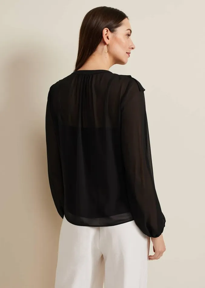 Ivana Ruffle Blouse Black Women Phase Eight Shirts and Blouses