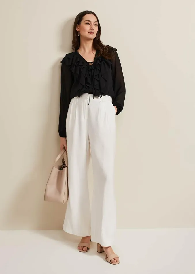 Ivana Ruffle Blouse Black Women Phase Eight Shirts and Blouses