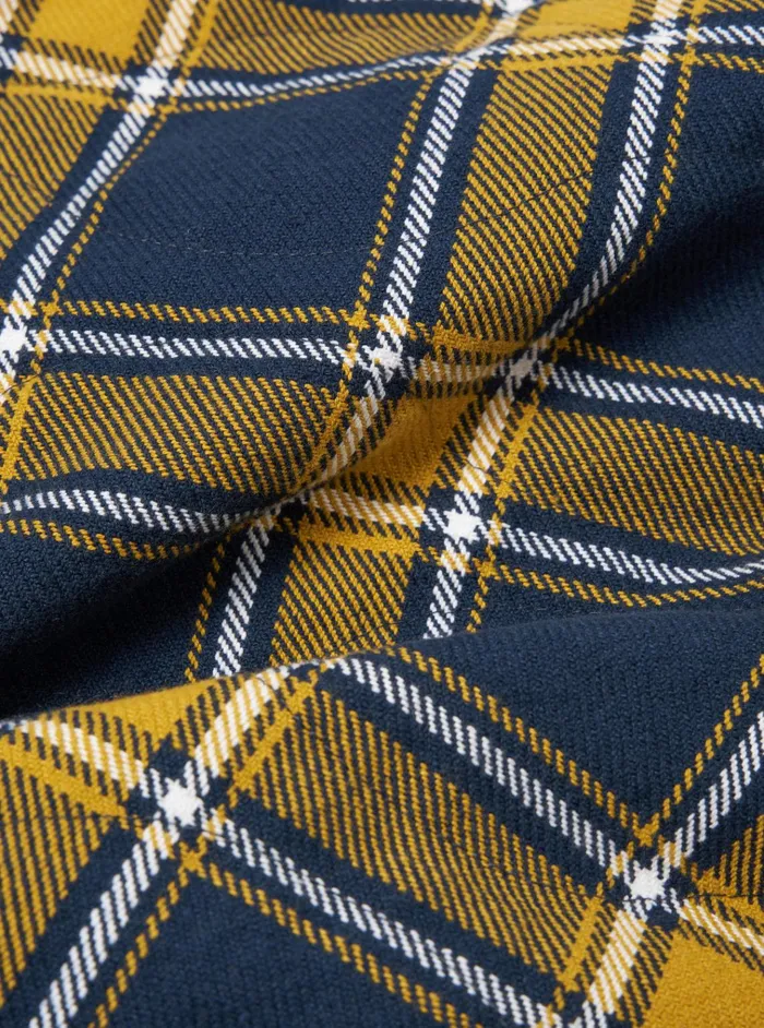 Jackets Men Universal Works Universal Works Reversible Military Liner Jacket In YellowNavy Twill Check Tartan