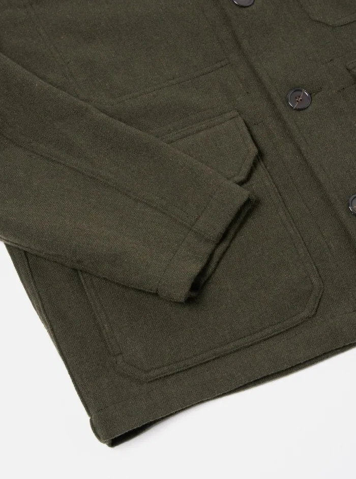 Jackets Men Universal Works Universal Works Utility Jacket In Olive Recycled Soft Wool