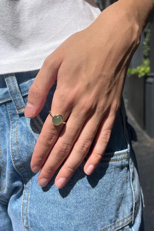 Jade Ring Gold Women Brandy Melville Jewelry
