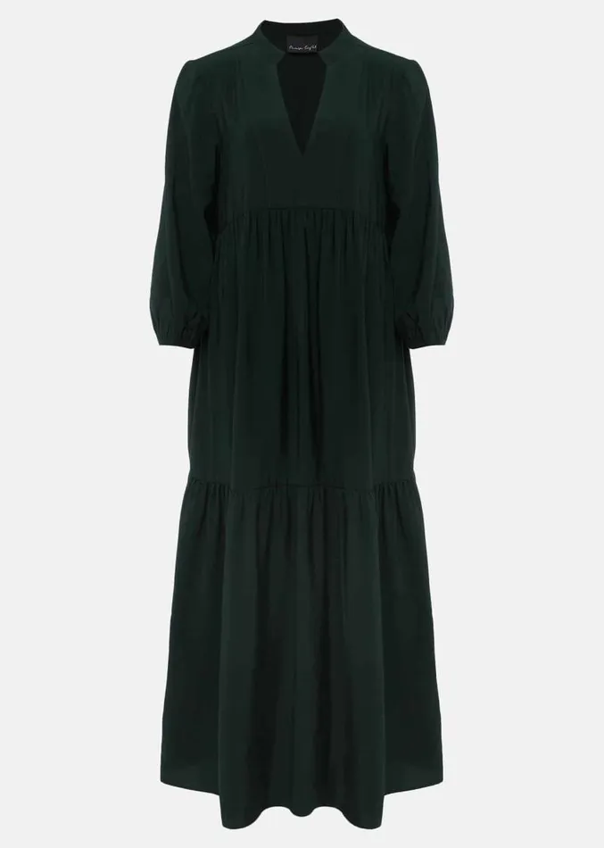Jayde Tiered Midaxi Dress Dark Green Women Phase Eight Dresses