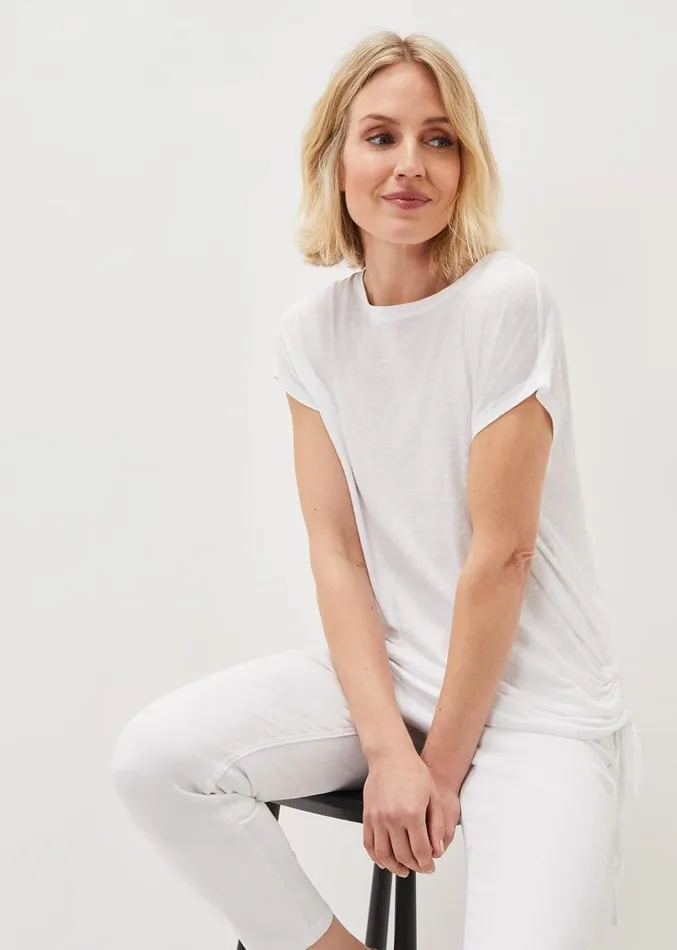 Jinny Ruched Side Top White Women Phase Eight Tops and TShirts