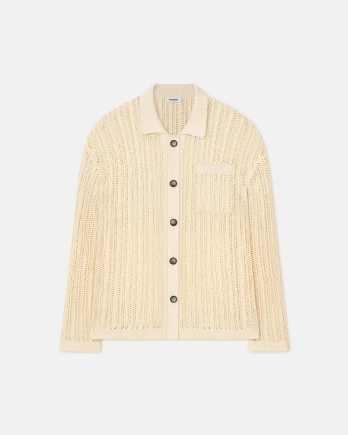 Jiske Crochet Shirt Creme WomenMen Nanushka Tops