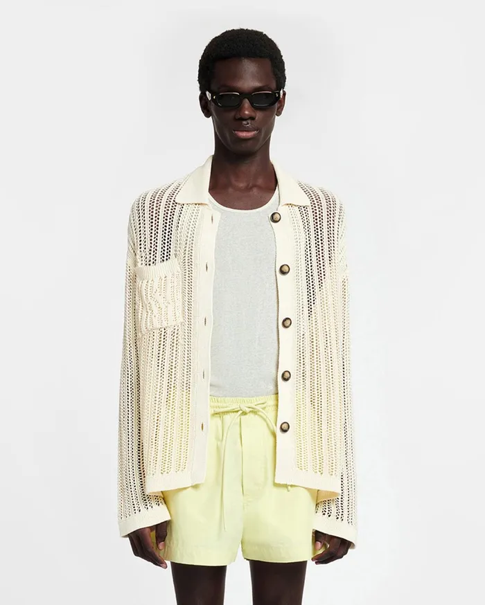 Jiske Crochet Shirt Creme WomenMen Nanushka Tops