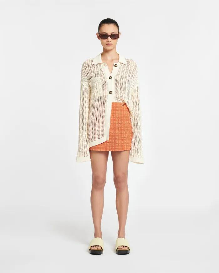 Jiske Crochet Shirt Creme WomenMen Nanushka Tops