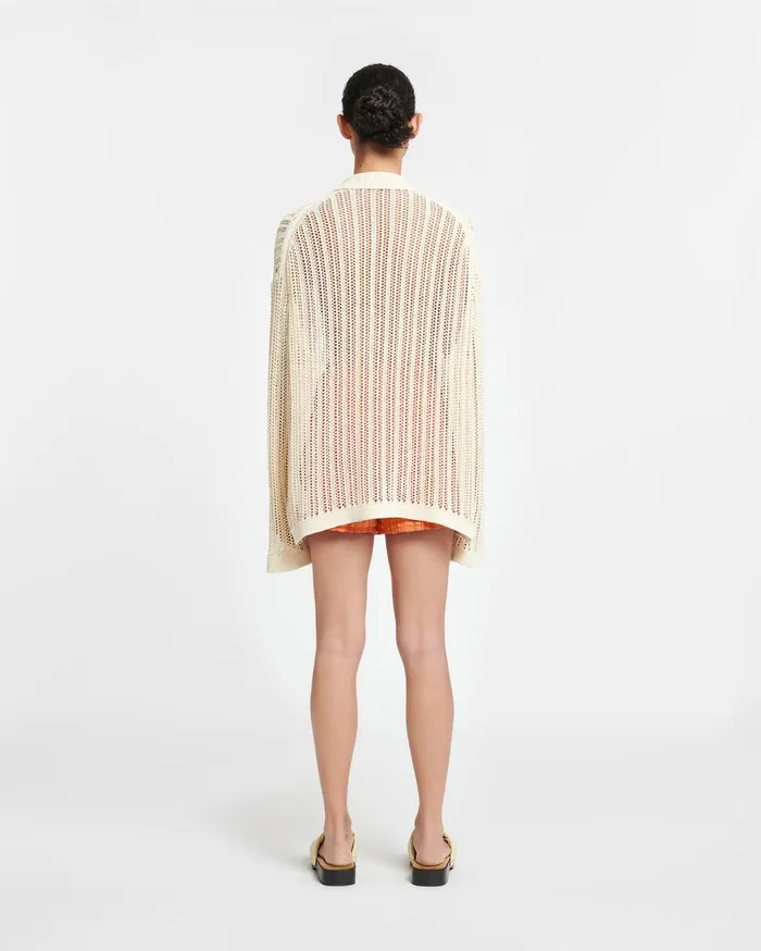 Jiske Crochet Shirt Creme WomenMen Nanushka Tops