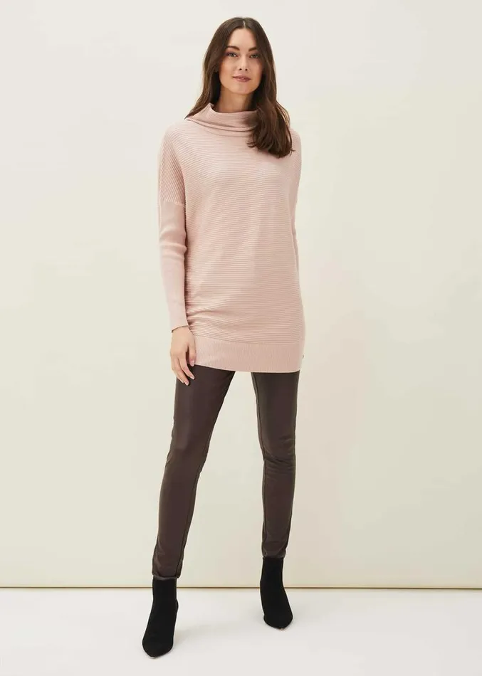Jocelin Textured Roll Neck Jumper Pale Pink Women Phase Eight Knitwear
