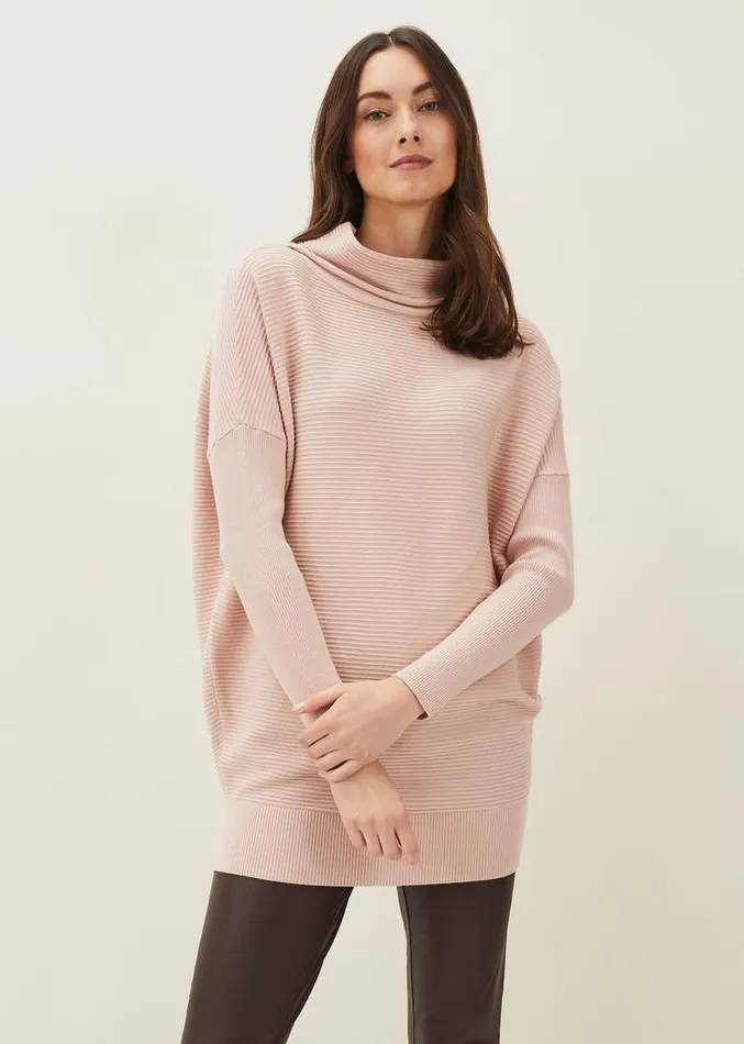 Jocelin Textured Roll Neck Jumper Pale Pink Women Phase Eight Knitwear