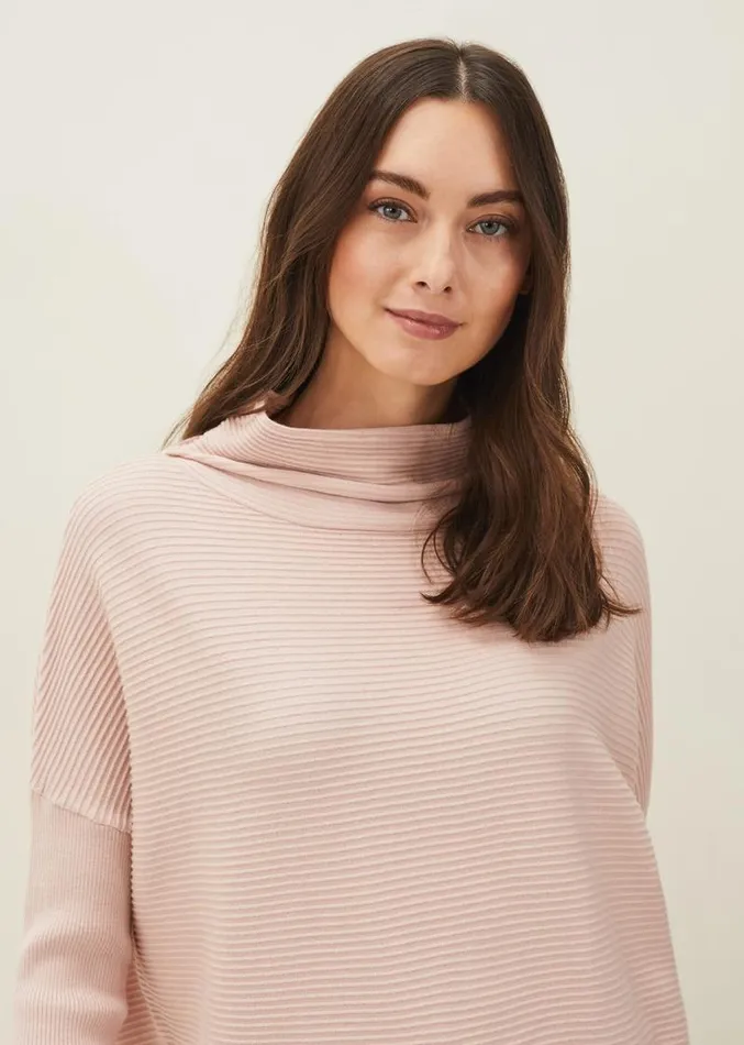 Jocelin Textured Roll Neck Jumper Pale Pink Women Phase Eight Knitwear