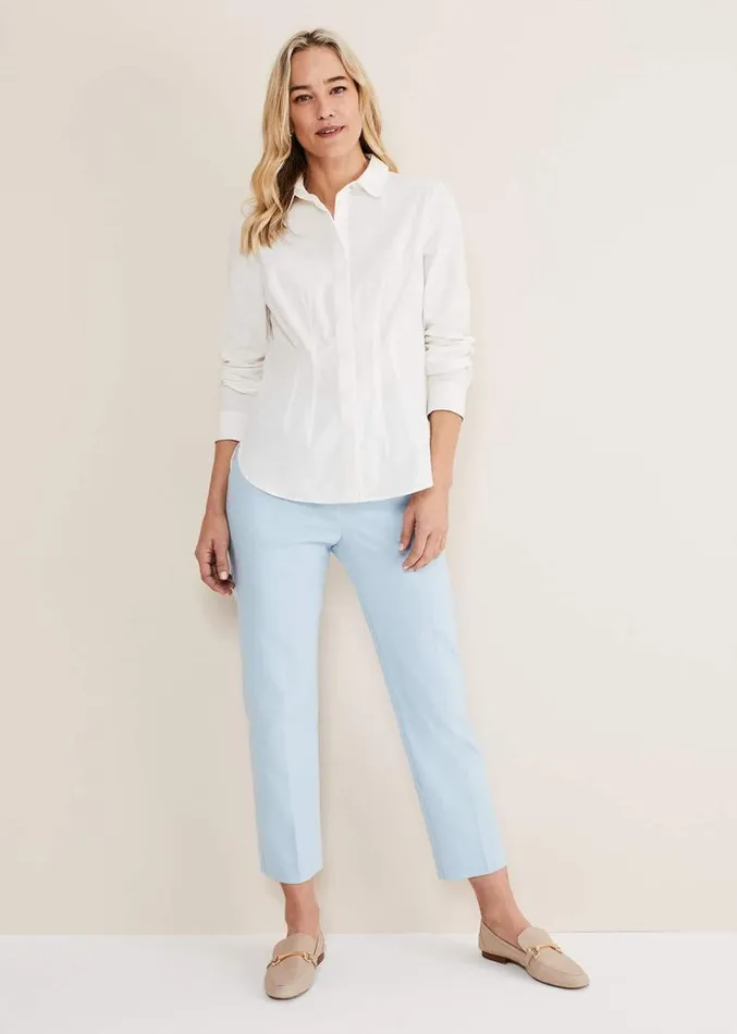 Julianna Cropped Straight Leg Trousers Cornflower Blue Women Phase Eight Trousers