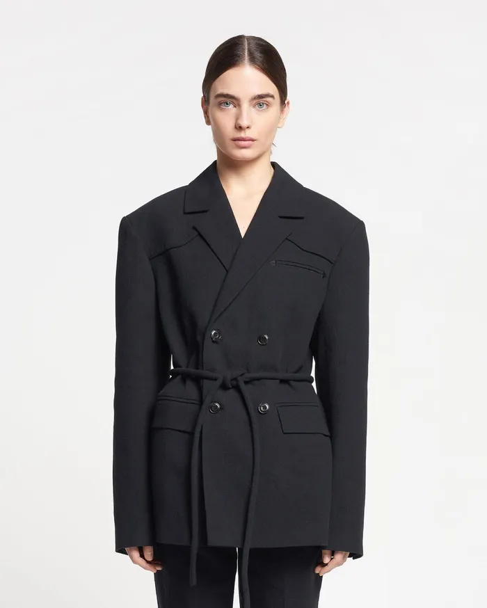 Julienne WashedCanvas Blazer Black Women Nanushka Jackets and Blazers