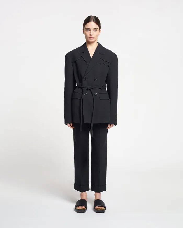 Julienne WashedCanvas Blazer Black Women Nanushka Jackets and Blazers