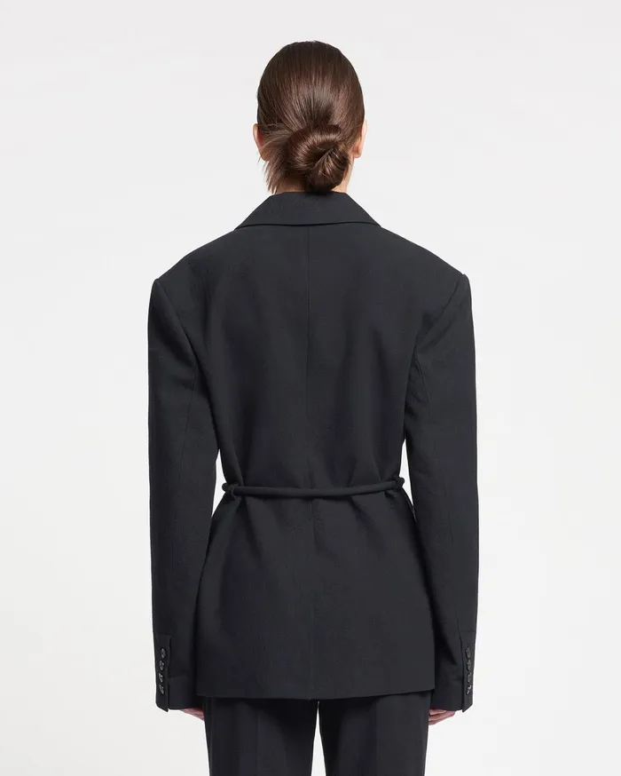 Julienne WashedCanvas Blazer Black Women Nanushka Jackets and Blazers