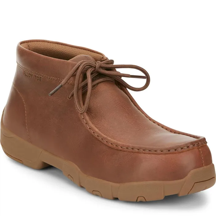 Justin Boots Cappie 4034 Alloy Toe Work Shoe Brown tan Men Casuals