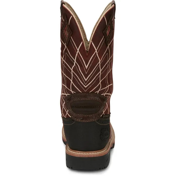 Justin Boots Derrickman 12034 Waterproof Composite Toe Work Boot Brown Ostrich Print brown Men Work