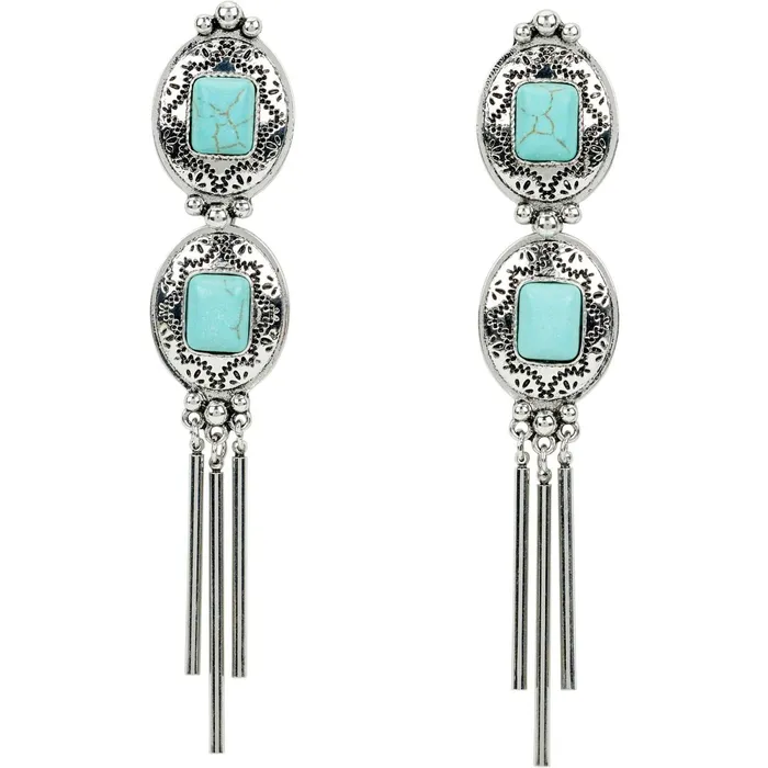 Justin Boots Double Concho Earrings Silver grey Women Jewelry