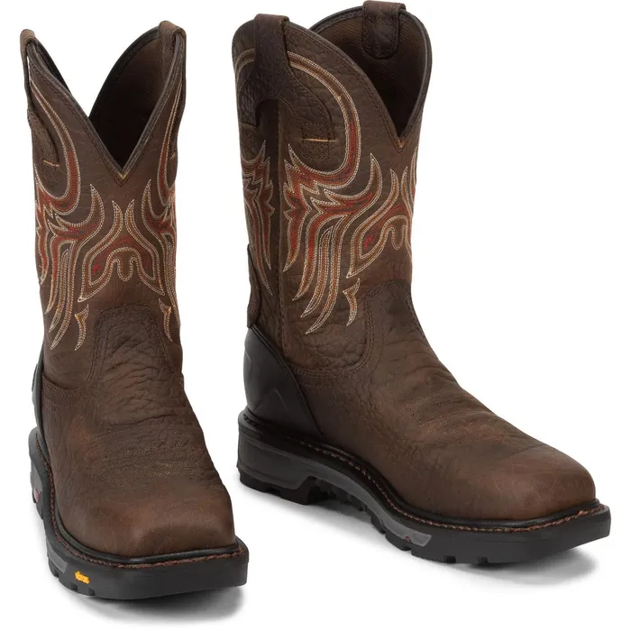 Justin Boots Driscoll 11034 Steel Toe Waterproof Work Boot Brown Men Work