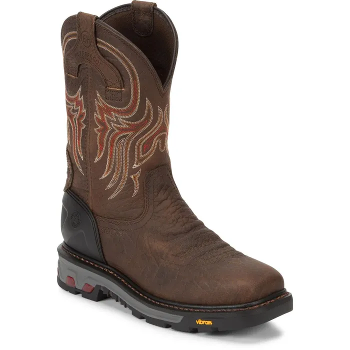 Justin Boots Driscoll 11034 Steel Toe Waterproof Work Boot Brown Men Work