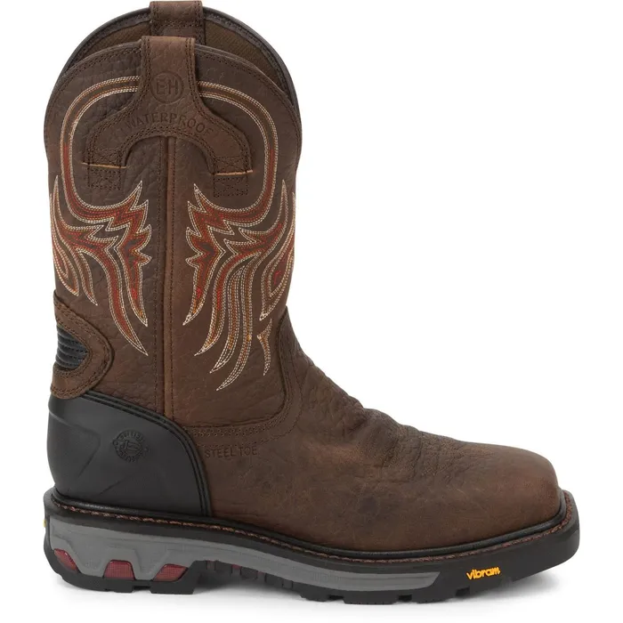 Justin Boots Driscoll 11034 Steel Toe Waterproof Work Boot Brown Men Work