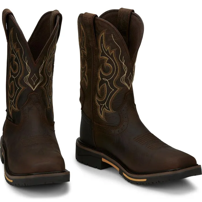 Justin Boots Joist 11034 Composite Toe Waterproof Work Boot Chocolate Brown brown Men Work