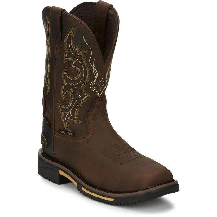 Justin Boots Joist 11034 Composite Toe Waterproof Work Boot Chocolate Brown brown Men Work