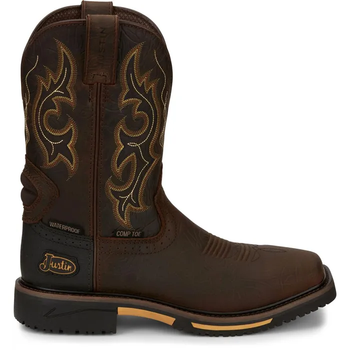 Justin Boots Joist 11034 Composite Toe Waterproof Work Boot Chocolate Brown brown Men Work