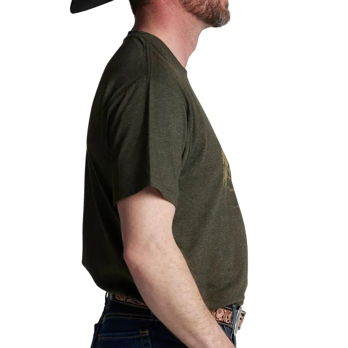 Justin Boots Justin Bison Tee Olive Heather green Men TShirts and Polos
