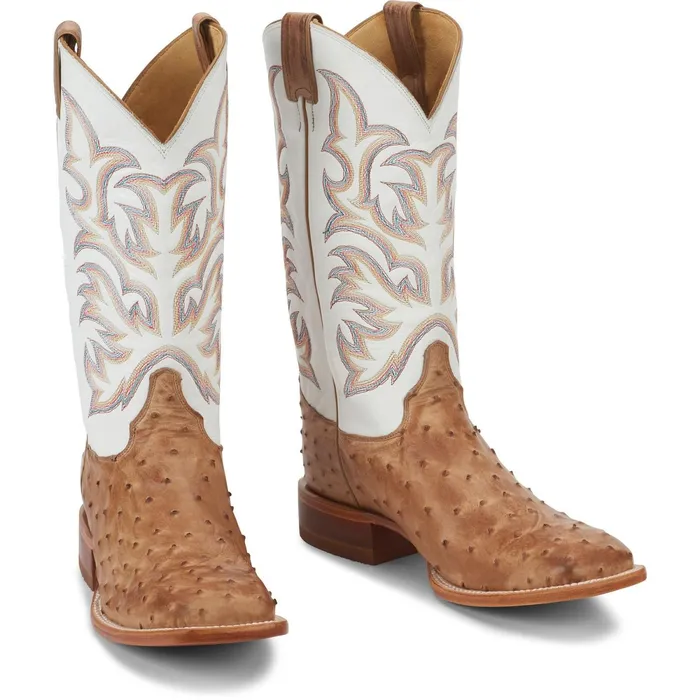 Justin Boots Pascoe 13034 Full Quill Ostrich Antique Tan brown Men Western