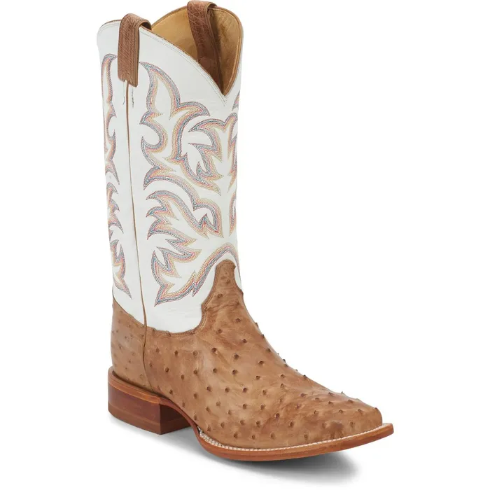 Justin Boots Pascoe 13034 Full Quill Ostrich Antique Tan brown Men Western