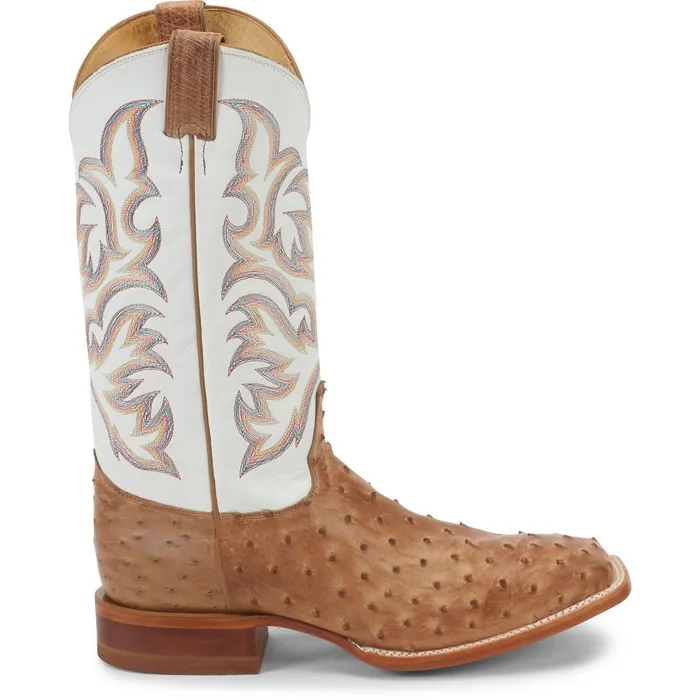 Justin Boots Pascoe 13034 Full Quill Ostrich Antique Tan brown Men Western
