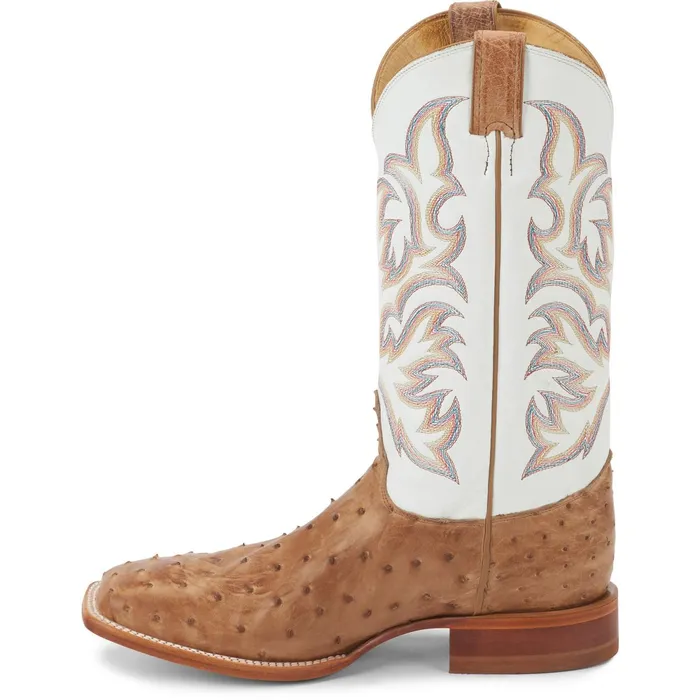 Justin Boots Pascoe 13034 Full Quill Ostrich Antique Tan brown Men Western