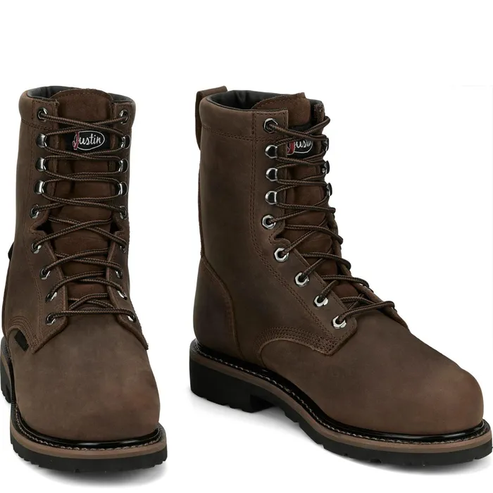 Justin Boots Pulley 8034 Nano Comp Met Guard Waterproof Whiskey Brown brown Men Work