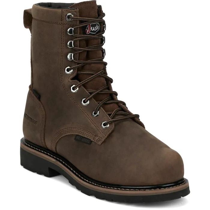 Justin Boots Pulley 8034 Nano Comp Met Guard Waterproof Whiskey Brown brown Men Work