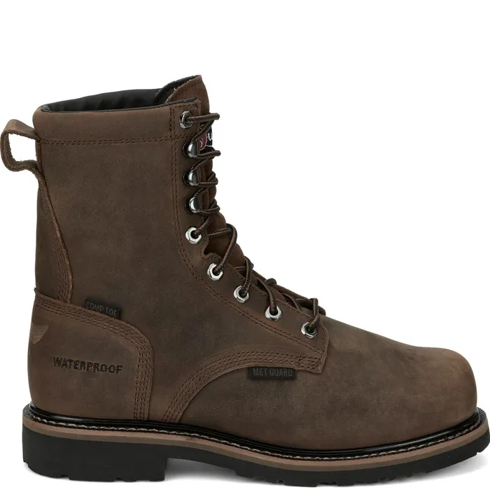 Justin Boots Pulley 8034 Nano Comp Met Guard Waterproof Whiskey Brown brown Men Work