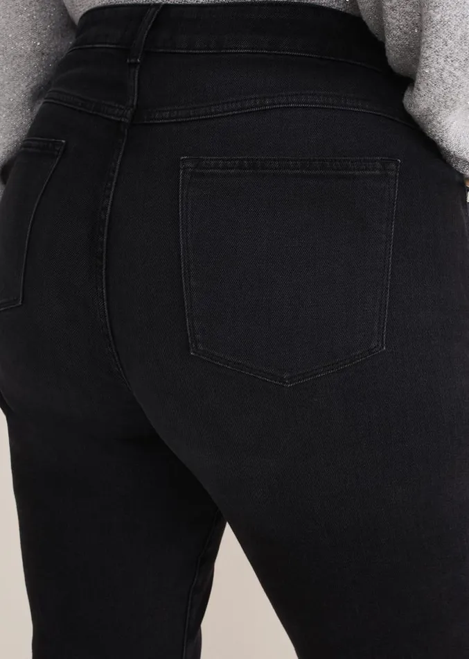 Karlie Button Through Straight Leg Jeans Black Women Phase Eight Trousers