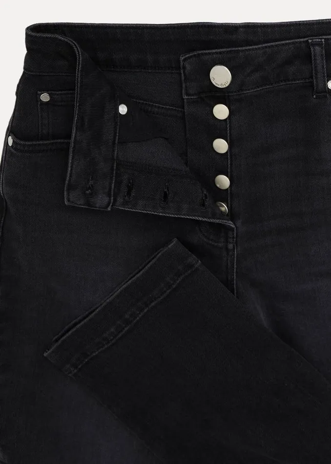 Karlie Button Through Straight Leg Jeans Black Women Phase Eight Trousers