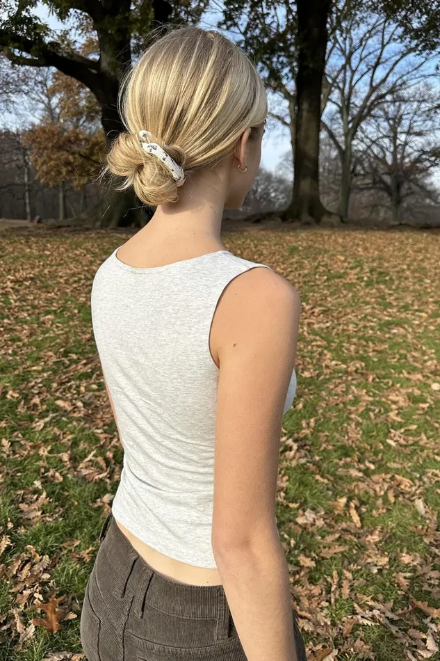 Kathleen Basic Tank Light Heather Grey Women Brandy Melville Tops
