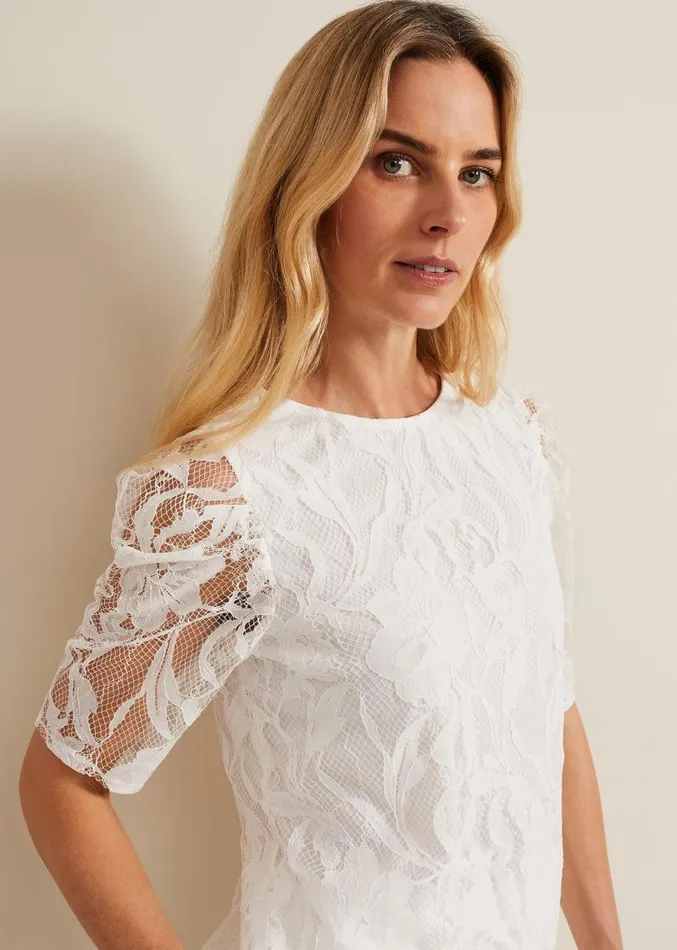 Kaycee Scallop Lace Top Ivory Women Phase Eight Tops and TShirts
