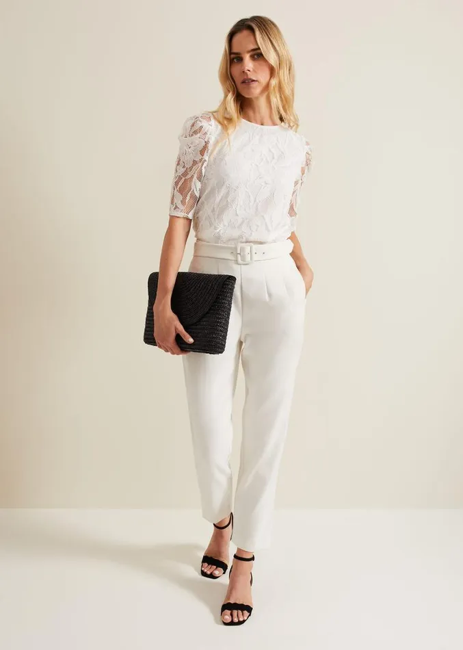 Kaycee Scallop Lace Top Ivory Women Phase Eight Tops and TShirts