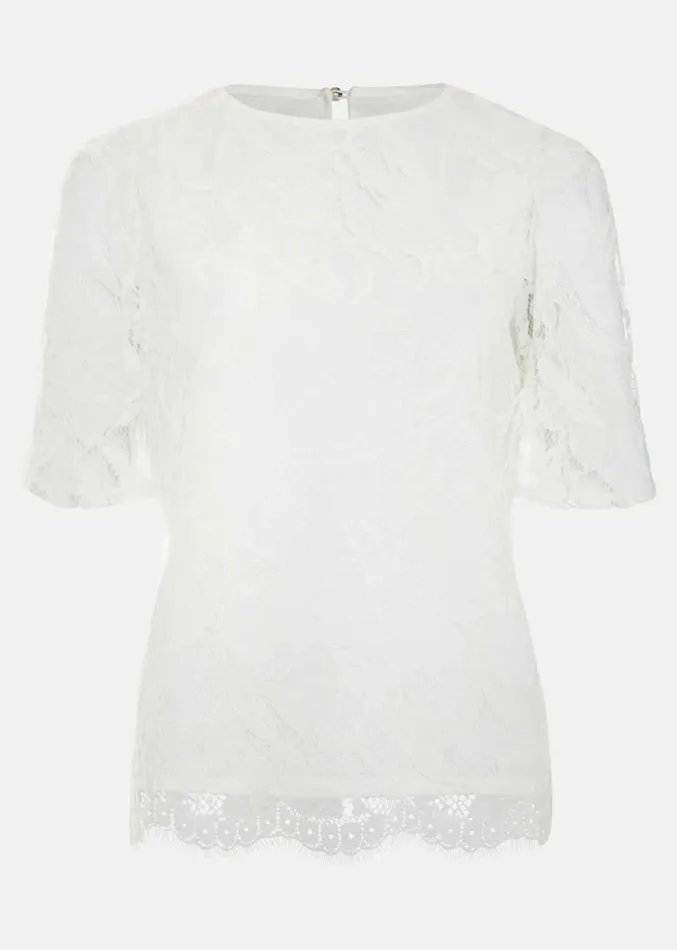Kaycee Scallop Lace Top Ivory Women Phase Eight Tops and TShirts